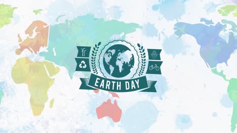 Animation-of-earth-day-text-over-world-map