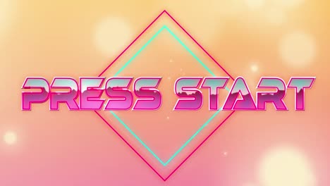 Animation-of-press-start-text-over-light-spots-on-pink-background
