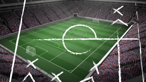 Animation-of-sports-stadium-over-plan-of-stadium