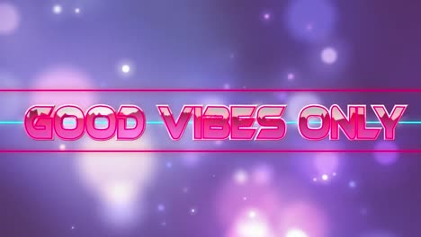 Animation-of-good-vibes-only-text-over-light-spots-on-blue-background