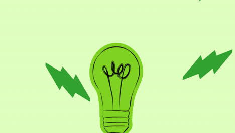 Animation-of-green-lightbulb-on-green-background
