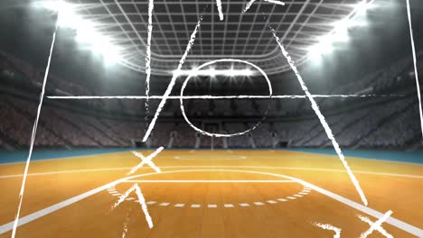 Animation-of-sports-stadium-over-plan-of-stadium