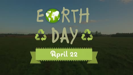 Animation-of-earth-day-text-over-field