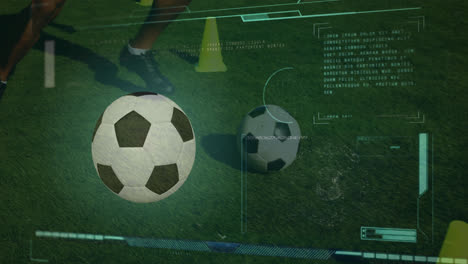 Animation-of-data-processing-over-football-player-and-ball
