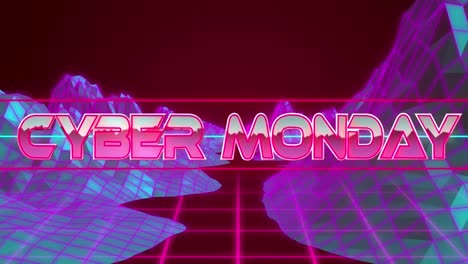 Animation-of-cyber-monday-text-over-digital-mountains