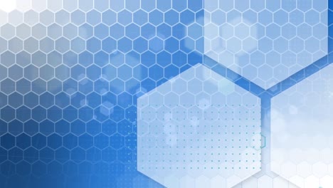 Animation-of-hexagons-over-blue-background