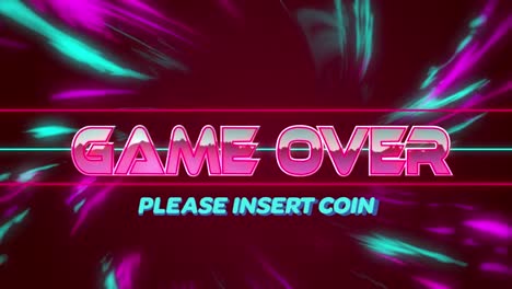 Animation-of-game-over-text-over-purple-trails-on-red-background