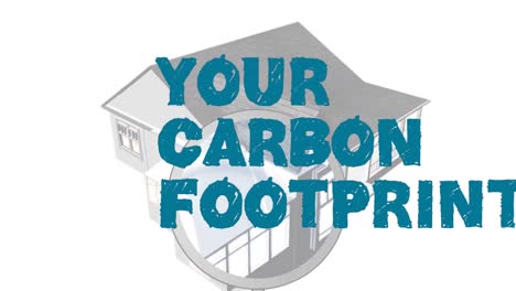 Animation-Ihres-CO2-Fußabdrucktextes-über-Dem-Haus