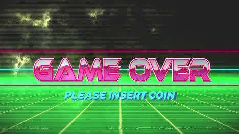 Animation-of-game-over-text-over-clouds-and-green-squares