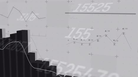 Animation-of-numbers-changing-and-statistics-on-grey-background