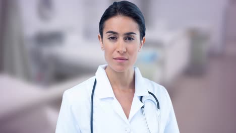 Animation-of-caucasian-female-doctor-over-blue-ribbon