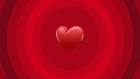 Animación-De-Corazón-Sobre-Círculos-Rojos-Sobre-Fondo-Rojo