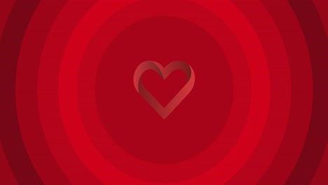 Animation-of-heart-over-red-circles-on-red-background