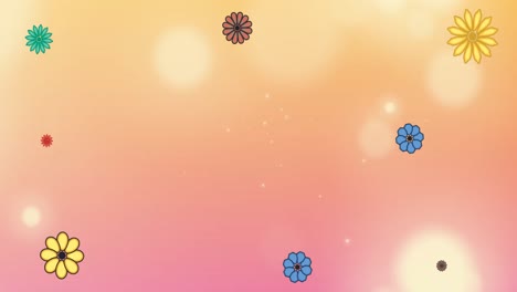 Animation-Von-Blumen-Und-Lichtflecken-Auf-Rosa-Hintergrund