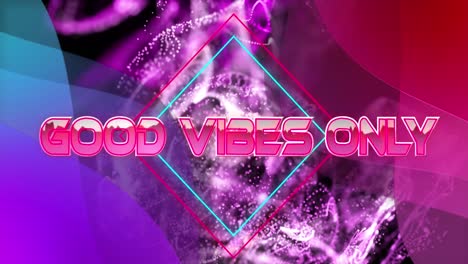 Animation-of-good-vibes-only-text-with-shapes-over-black-backround