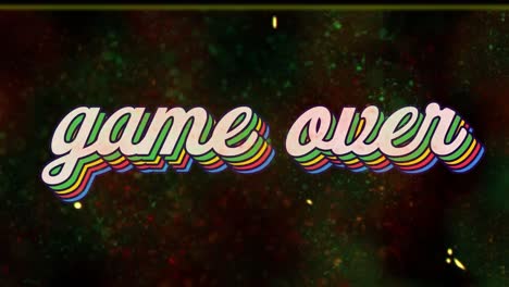 Animation-of-rainbow-game-over-text-with-glitch-on-screen