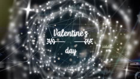 Animation-Eines-Netzwerks-Von-Verbindungen-Und-Symbolen-über-Valentinstagtext
