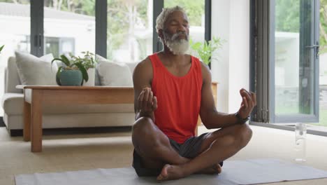 Video-of-african-american-senior-man-meditating