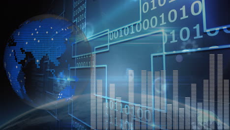 Animación-Del-Procesamiento-De-Datos-Y-Codificación-Binaria-En-Pantalla-Sobre-El-Planeta-Tierra.