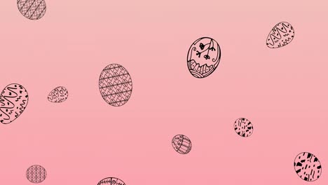 Animation-of-easter-eggs-falling-on-pink-background