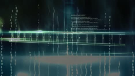 Animation-of-data-processing-and-dna-strand-on-green-background
