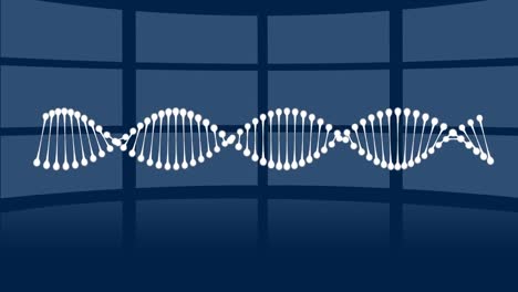 Video-Des-Sich-Drehenden-DNA-Strangs-Mit-Kopierraum-Auf-Blauem-Hintergrund