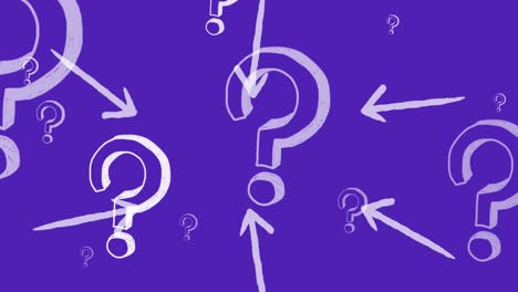 Animation-of-question-marks-and-arrows-on-blue-background