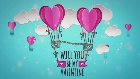 Animation-of-will-you-be-my-valentine-text-over-hearts-and-clouds-icons