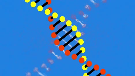 Animation-Von-DNA-Strängen,-Die-Sich-Auf-Blauem-Hintergrund-Drehen