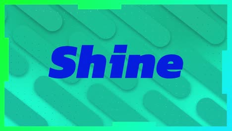 Animation-of-shine-text-and-shapes-on-green-background