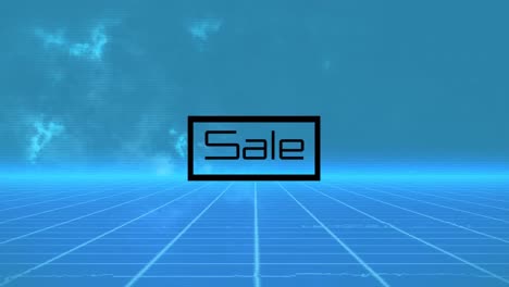 Animation-of-sale-text-and-clouds-over-blue-squares