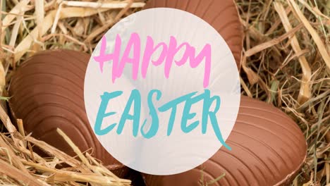 Animation-of-happy-easter-text-over-chocolate-eggs