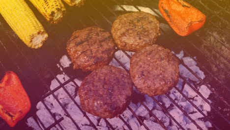 Animation-of-meat-and-vegetables-on-barbecue