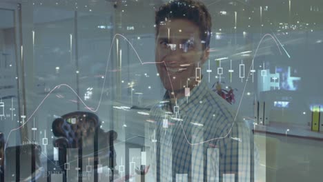 Composite-video-of-statistical-data-processing-against-portrait-of-caucasian-man-smiling-at-office