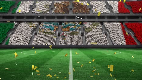 Animation-of-gold-confetti-falling-over-flag-of-mexico-in-sports-stadium