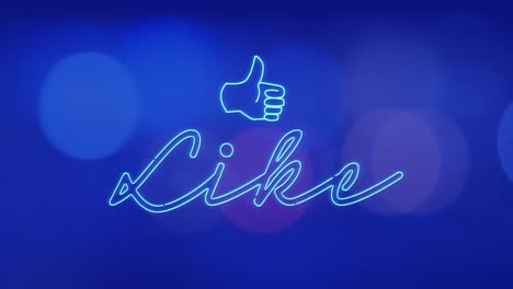 Animation-of-like-text-over-light-spots-on-blue-background