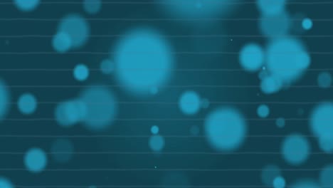 Animation-Von-Symbolen-Für-Schulgegenstände-über-Luftballons-Und-Lichtflecken-Auf-Blauem-Hintergrund