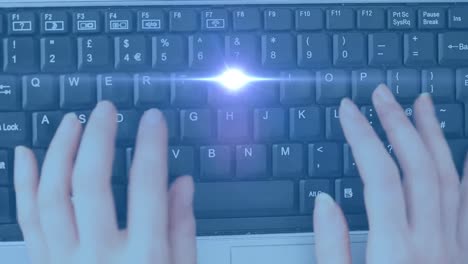 Animation-of-tight-trails-over-hands-typing-on-keyboard