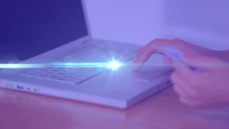 Animation-of-tight-trails-over-hands-typing-on-keyboard