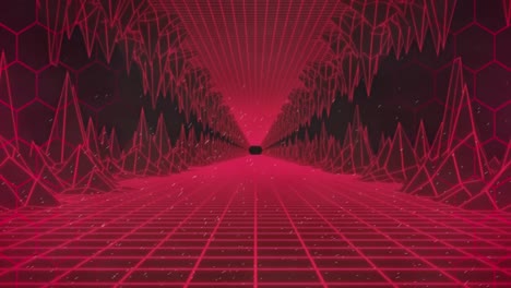 Animation-Von-Lichtpunkten-Und-Digitalem-Tunnel-Auf-Schwarzem-Hintergrund