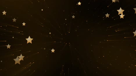Animation-of-multiple-gold-stars-falling-on-black-background