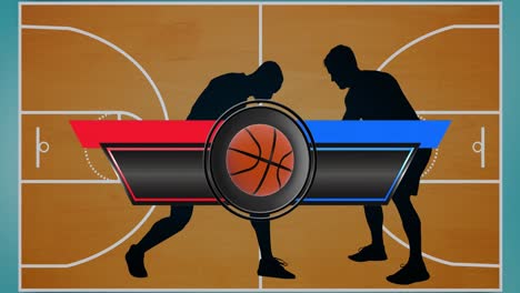 Animation-of-basketball-record-scoreboard-over-two-basketball-players