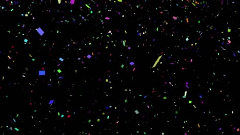 Animation-of-colorful-confetti-falling-over-black-background