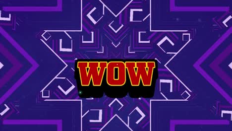 Animation-of-wow-text-over-shapes