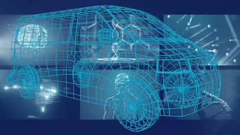 Animation-of-shapes-and-data-processing-over-digital-car