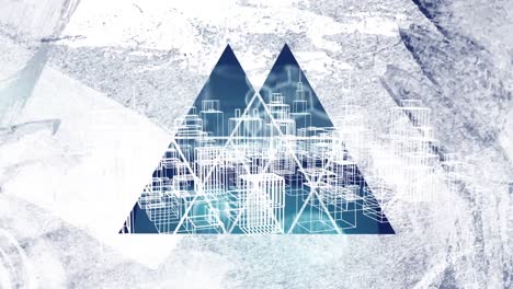 Animation-of-moving-triangles-over-digital-city