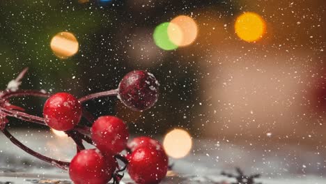 Animation-of-snow-falling-over-christmas-holy-branch