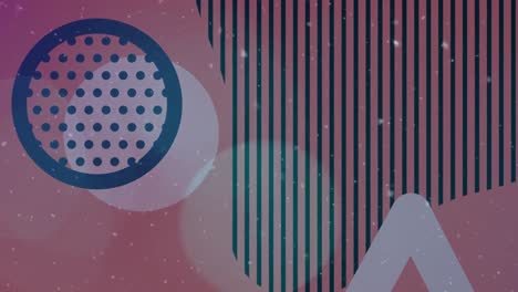 Animation-of-circles,-stripes-and-dots-over-pink-background