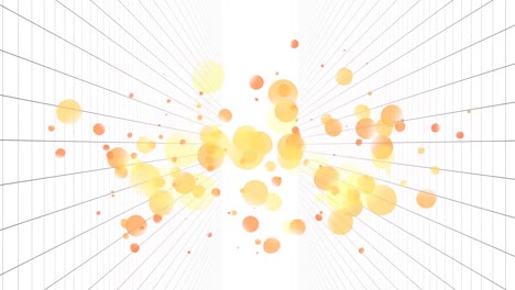 Animation-of-orange-dots-in-digital-space-with-perspective
