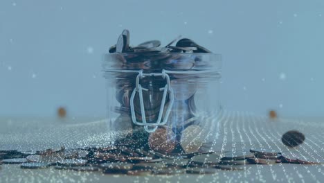 Animation-of-light-spots-over-jar-with-coins